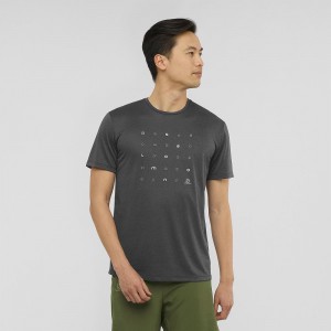 Salomon Agile Graphic Tee M Tops Black | TVSW-61042