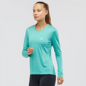 Salomon Agile Long Sleeve Shirts Blue | SAGJ-01783