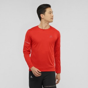 Salomon Agile Ls Tee M Tops Red | BZCQ-50492