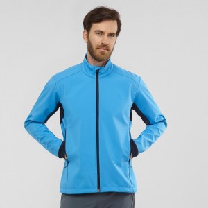 Salomon Agile Softshell Running Jackets Blue | HPNB-78240