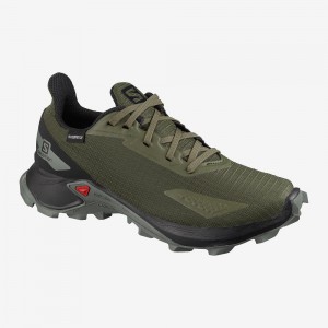 Salomon Alphacross Blast Climasalomon Waterproof Trail Running Shoes Green | TRNU-40356