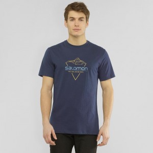 Salomon Blend Logo Tee M T Shirts Navy | EOUJ-96437