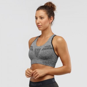 Salomon Essential Move On Seamless Sports Bra Black | VTLH-36248