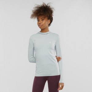 Salomon Essential Seamless Hooded Long Sleeve Shirts Gray | RSZW-21649