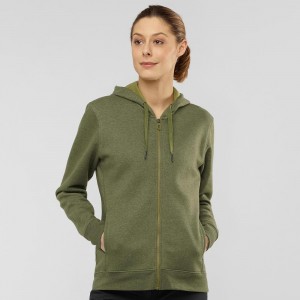 Salomon Essential Warm Hoodie Green | YIEV-64571