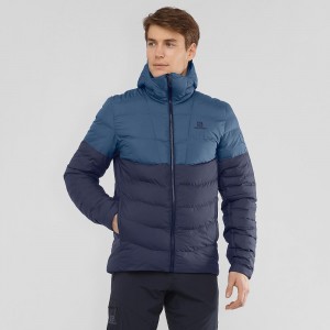 Salomon Essential Xwarm Insulated Hoodie Navy | BSDZ-25781