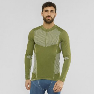 Salomon Primo Warm Seamless Tee M Tops Green | FNLI-09368