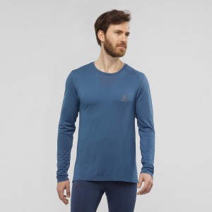 Salomon Sense Ls Tee M Tops Navy | SCTM-37285