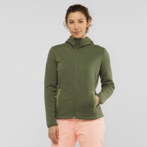 Salomon Snowshelter Fleece Hoodie W Ski Jackets Green | JZHY-14327