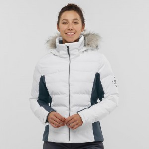 Salomon Stormcozy Ski Jackets White | XQGP-41062