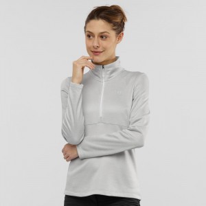 Salomon Transition Half Zip W Ski Jackets White | IQEZ-70849