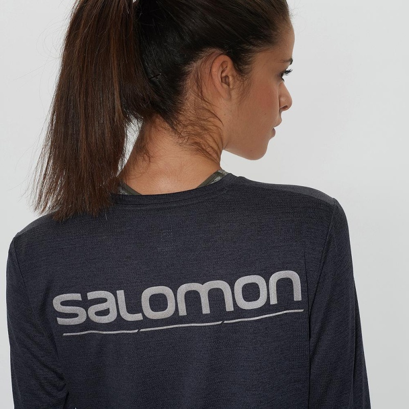 Salomon Agile Long Sleeve Shirts Black | YLZT-06894