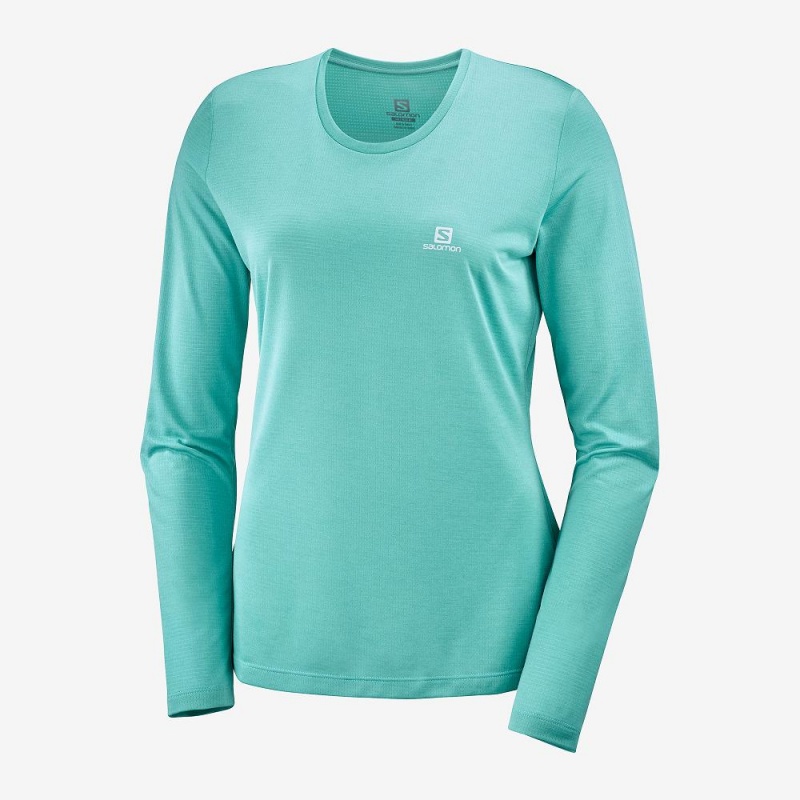 Salomon Agile Long Sleeve Shirts Blue | SAGJ-01783