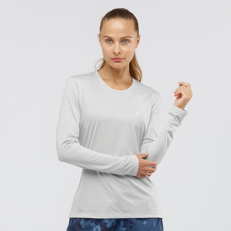 Salomon Agile Long Sleeve Shirts Gray | MNVB-96875