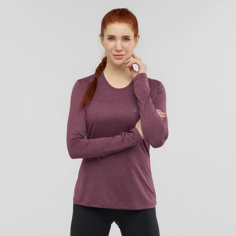 Salomon Agile Long Sleeve Shirts Purple | CBZL-01482