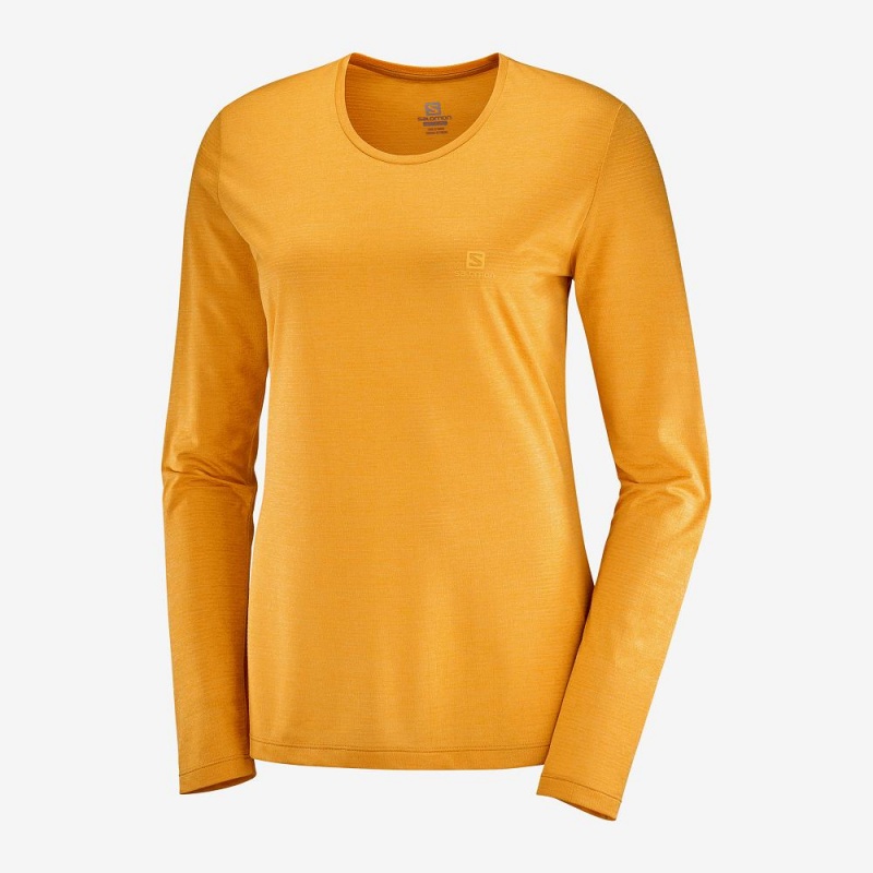 Salomon Agile Long Sleeve Shirts Yellow | PESQ-48509