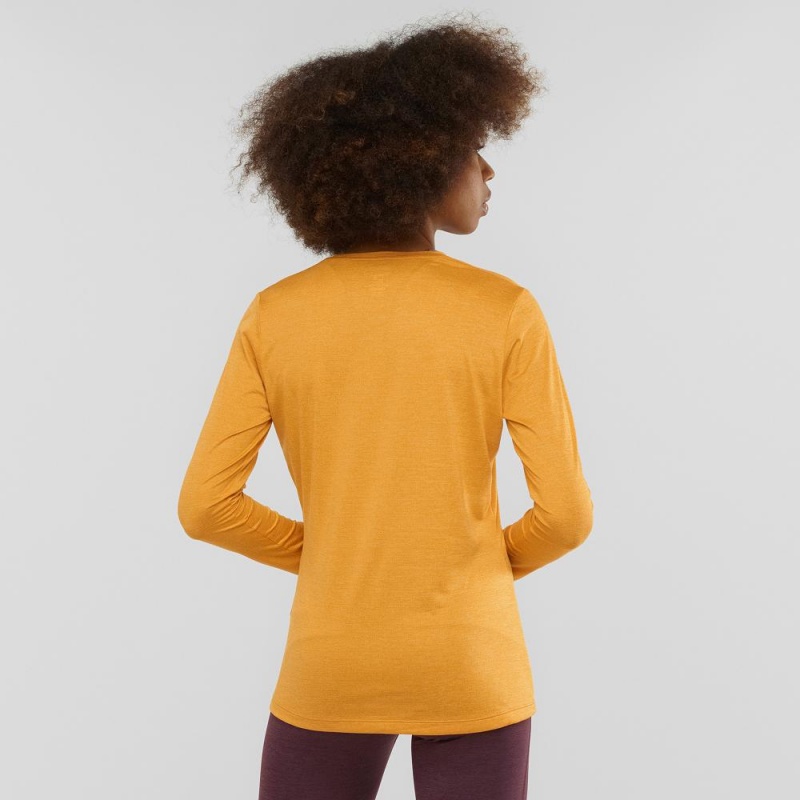 Salomon Agile Long Sleeve Shirts Yellow | PESQ-48509