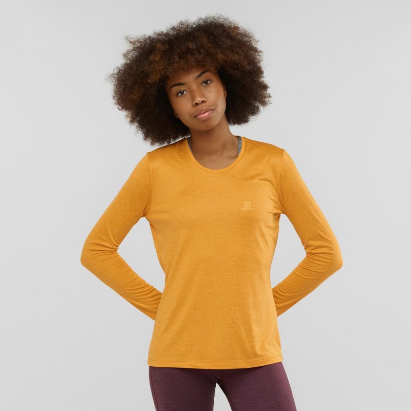 Salomon Agile Long Sleeve Shirts Yellow | PESQ-48509