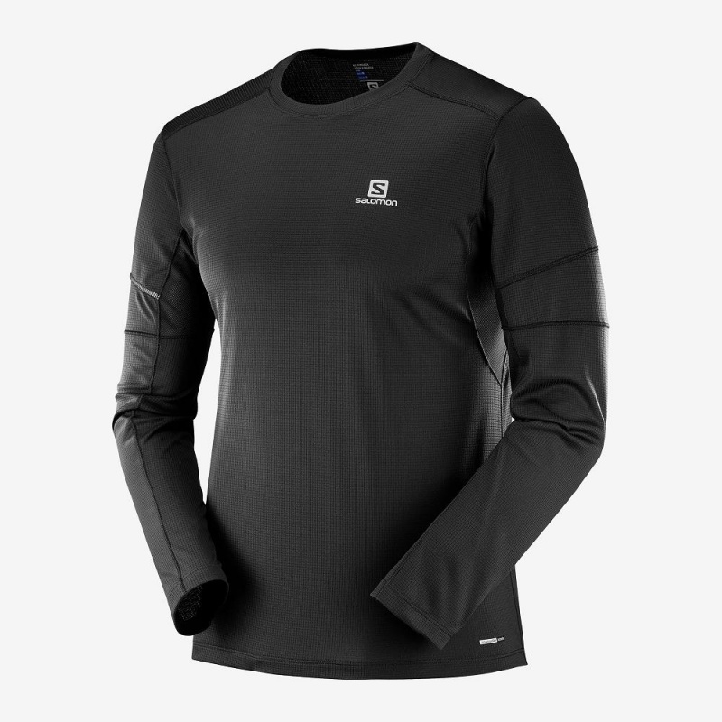 Salomon Agile Ls Tee M Tops Black | XMBO-64912