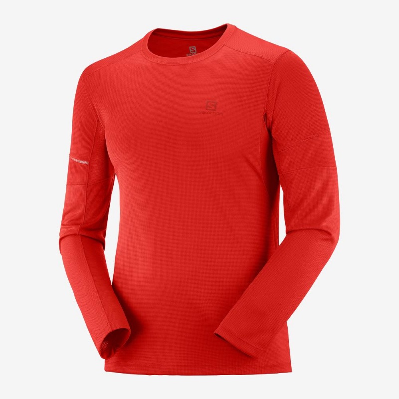 Salomon Agile Ls Tee M Tops Red | BZCQ-50492