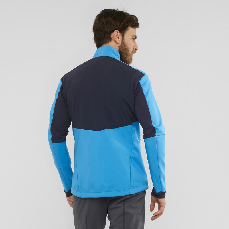 Salomon Agile Softshell Running Jackets Blue | HPNB-78240