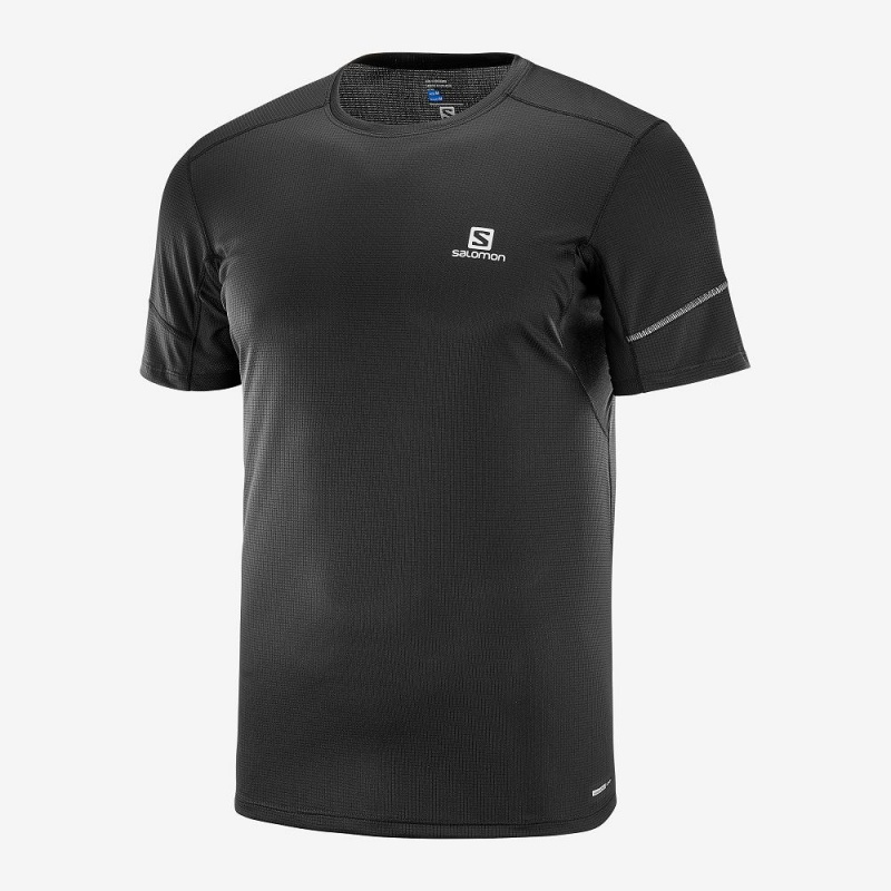 Salomon Agile Ss Tee M Tops Black | IKLG-43817