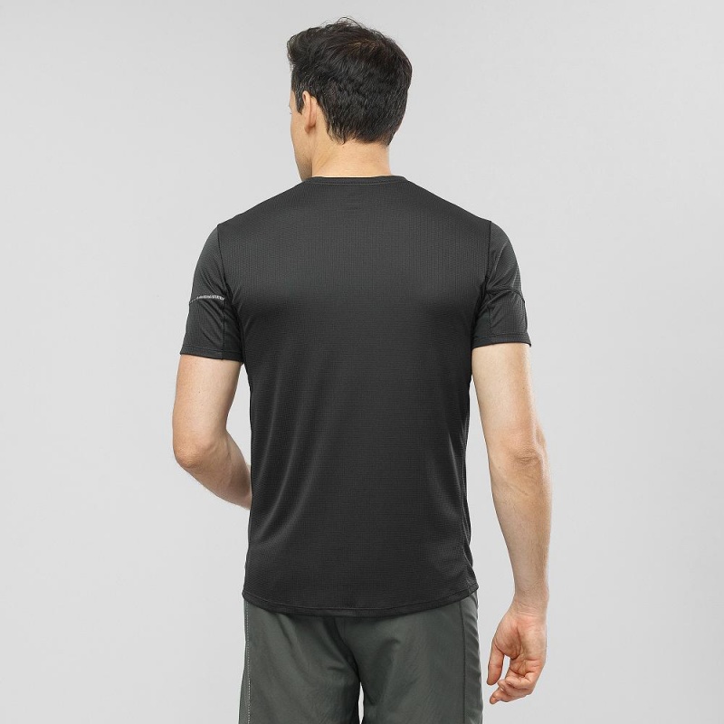 Salomon Agile Ss Tee M Tops Black | IKLG-43817