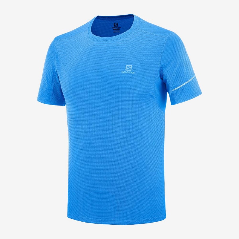 Salomon Agile Ss Tee M Tops Blue | WSZA-57463