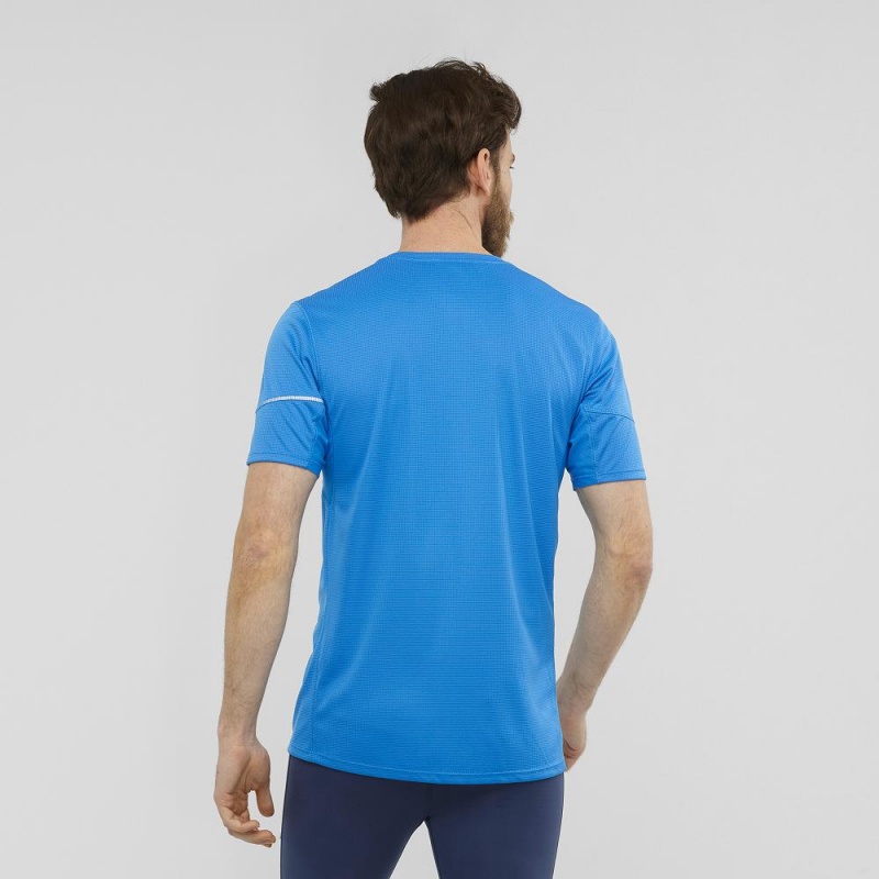 Salomon Agile Ss Tee M Tops Blue | WSZA-57463