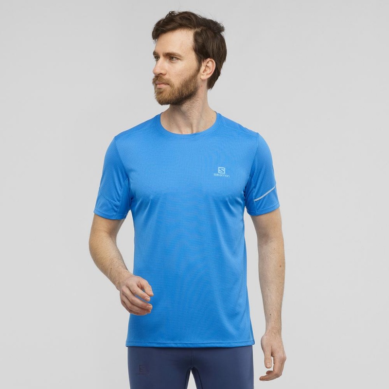 Salomon Agile Ss Tee M Tops Blue | WSZA-57463