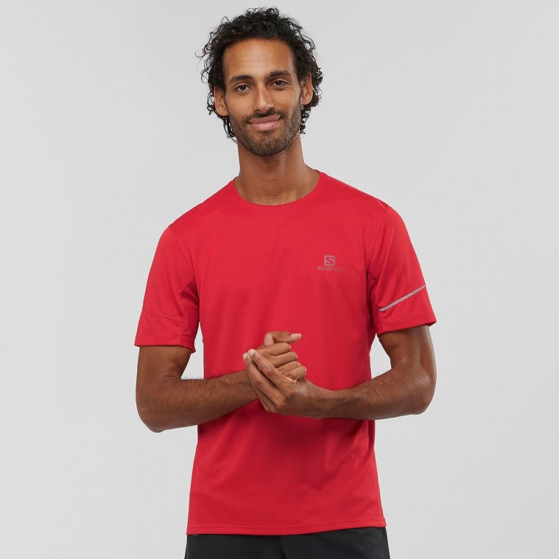 Salomon Agile Ss Tee M Tops Red | LXQB-06312