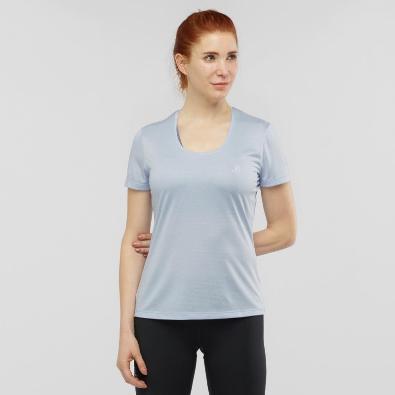 Salomon Agile T Shirts Blue | HAKV-60285