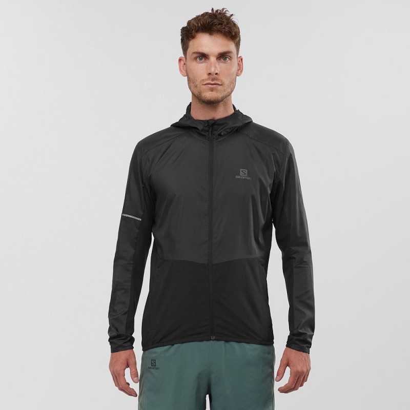 Salomon Agile Wind Running Jackets Black | QRGC-75098