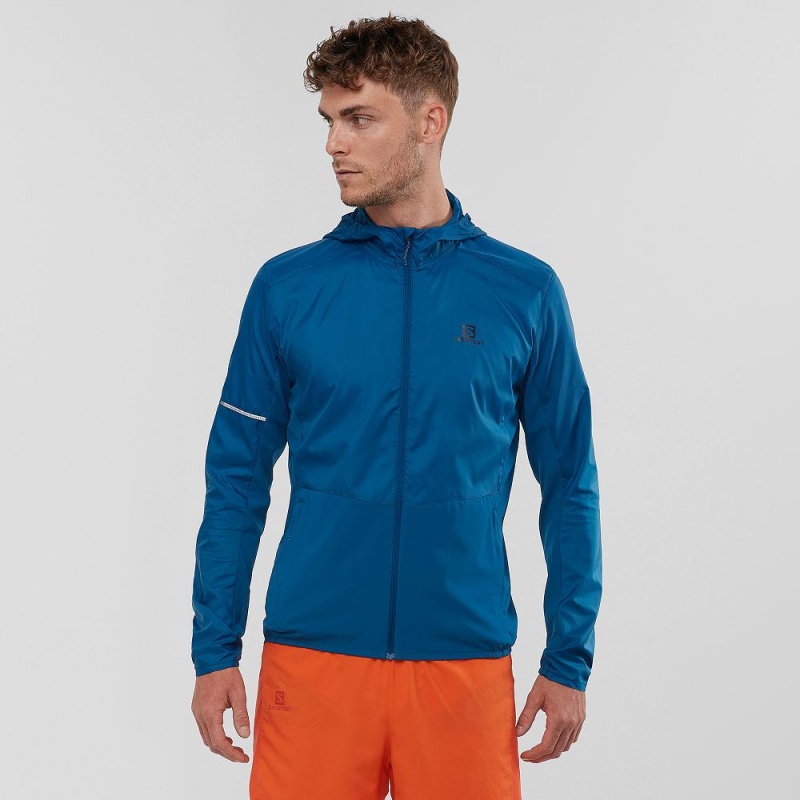 Salomon Agile Wind Running Jackets Blue | TLWA-51839