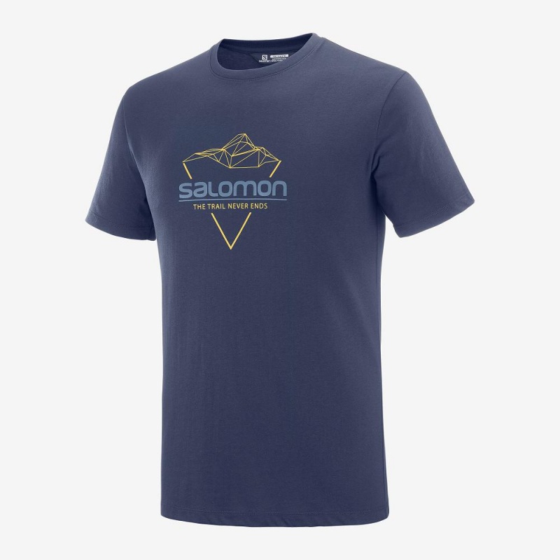 Salomon Blend Logo Tee M T Shirts Navy | EOUJ-96437