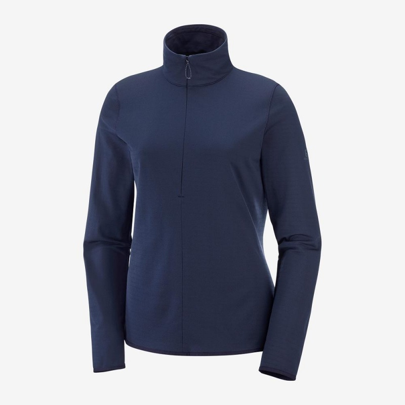 Salomon Essential Lightwarm Pullover Navy | MPTG-01462