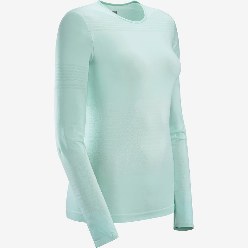 Salomon Essential Move On Seamless Long Sleeve Shirts Green | NMBP-67183