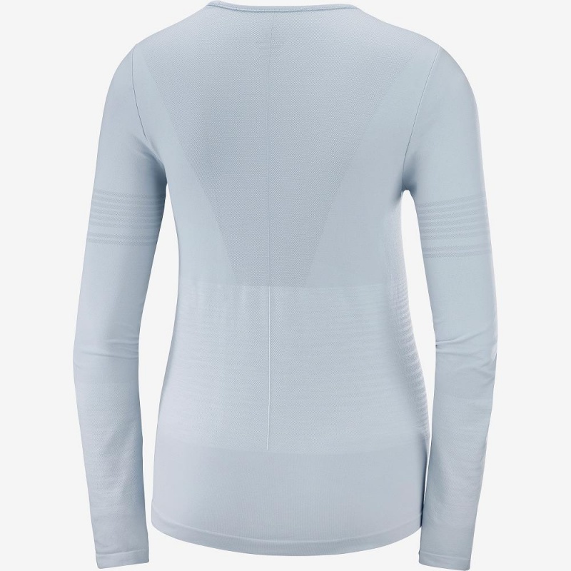 Salomon Essential Move On Seamless Long Sleeve Shirts Blue | RAMG-07349