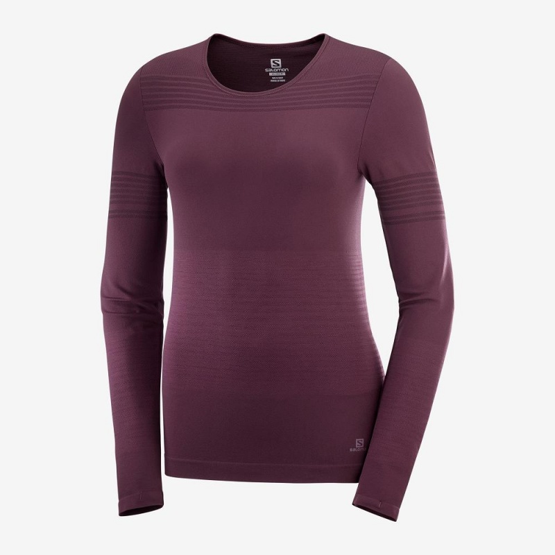 Salomon Essential Move On Seamless Long Sleeve Shirts Purple | FZKJ-81059