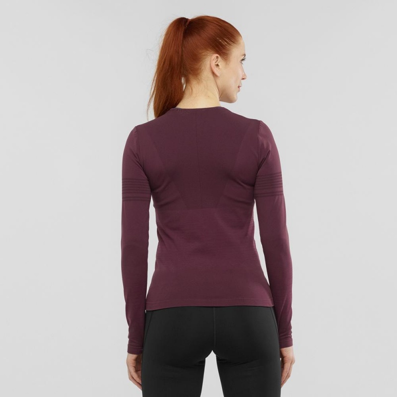 Salomon Essential Move On Seamless Long Sleeve Shirts Purple | FZKJ-81059