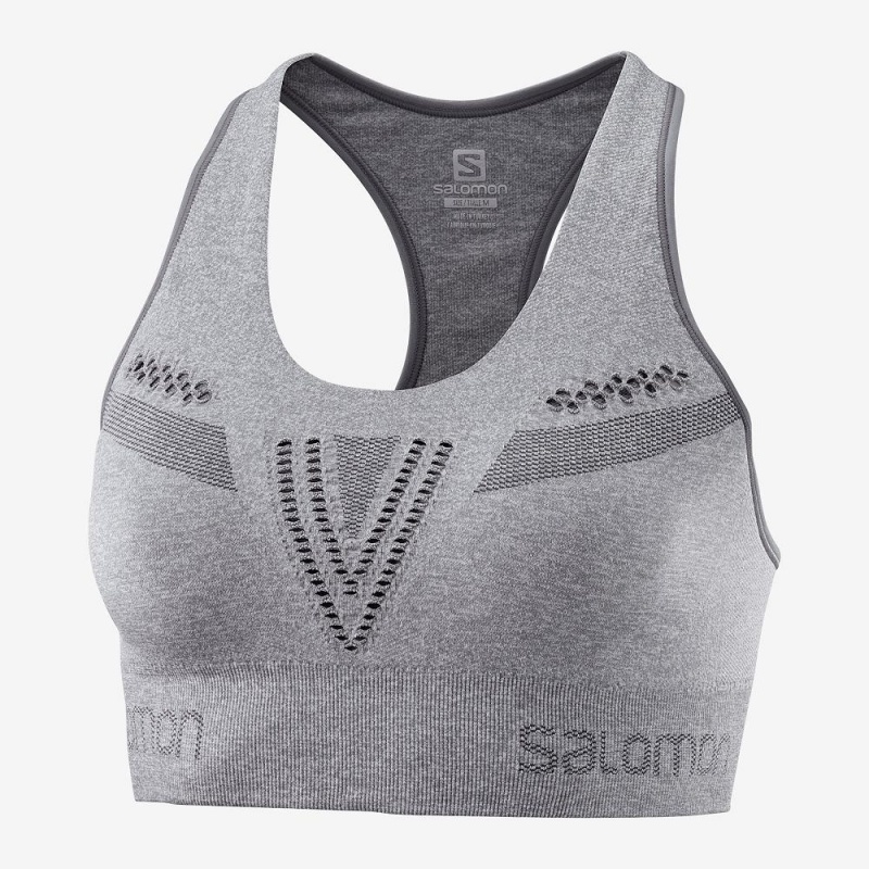 Salomon Essential Move On Seamless Sports Bra Silver | GTYP-08649