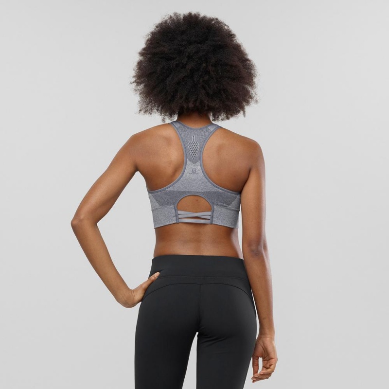 Salomon Essential Move On Seamless Sports Bra Silver | GTYP-08649