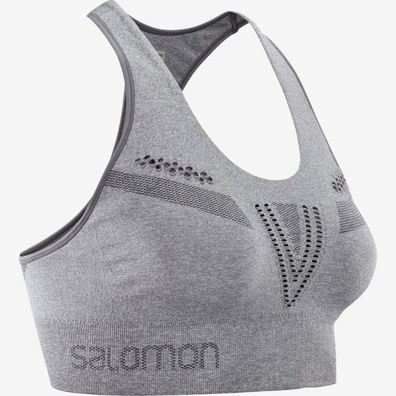 Salomon Essential Move On Seamless Sports Bra Silver | GTYP-08649