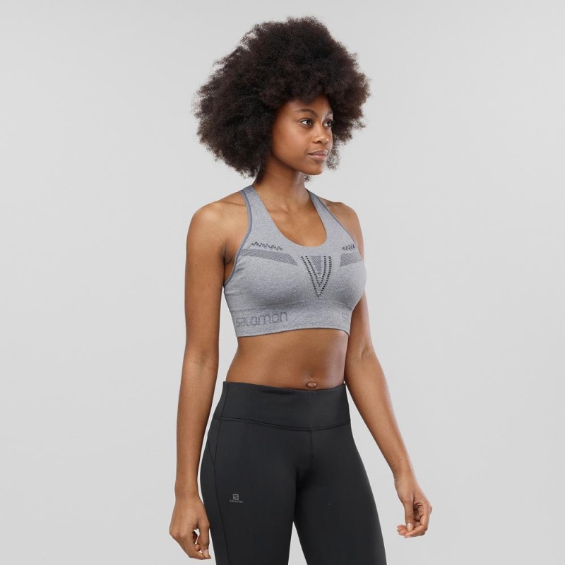 Salomon Essential Move On Seamless Sports Bra Silver | GTYP-08649