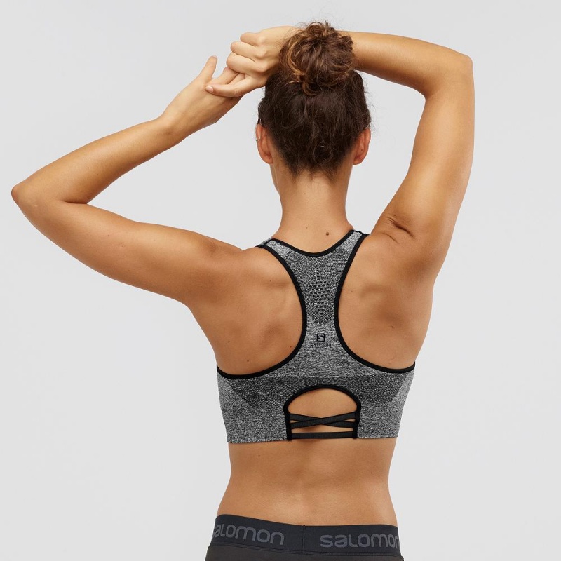 Salomon Essential Move On Seamless Sports Bra Black | VTLH-36248