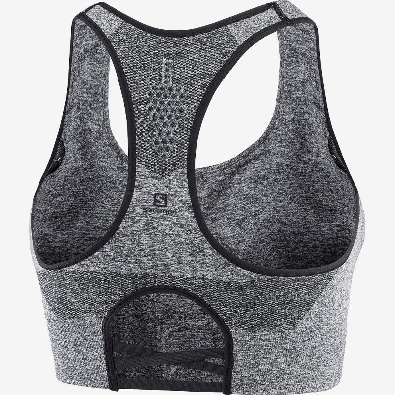 Salomon Essential Move On Seamless Sports Bra Black | VTLH-36248