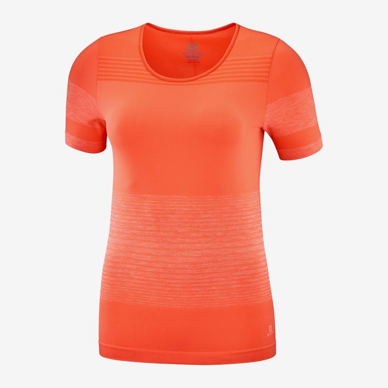 Salomon Essential Move On Seamless T Shirts Orange | AJGO-13502