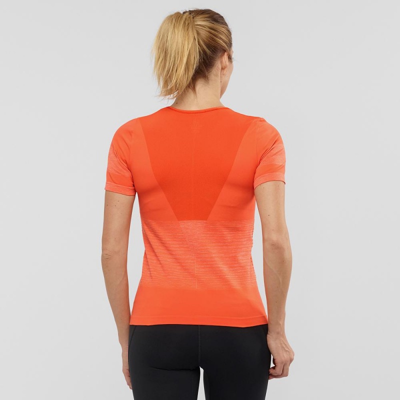 Salomon Essential Move On Seamless T Shirts Orange | AJGO-13502