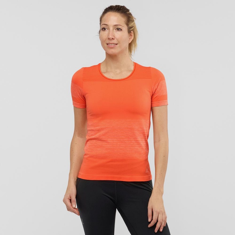 Salomon Essential Move On Seamless T Shirts Orange | AJGO-13502