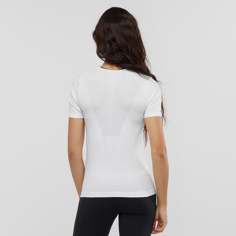 Salomon Essential Move On Seamless T Shirts White | TFEA-45631